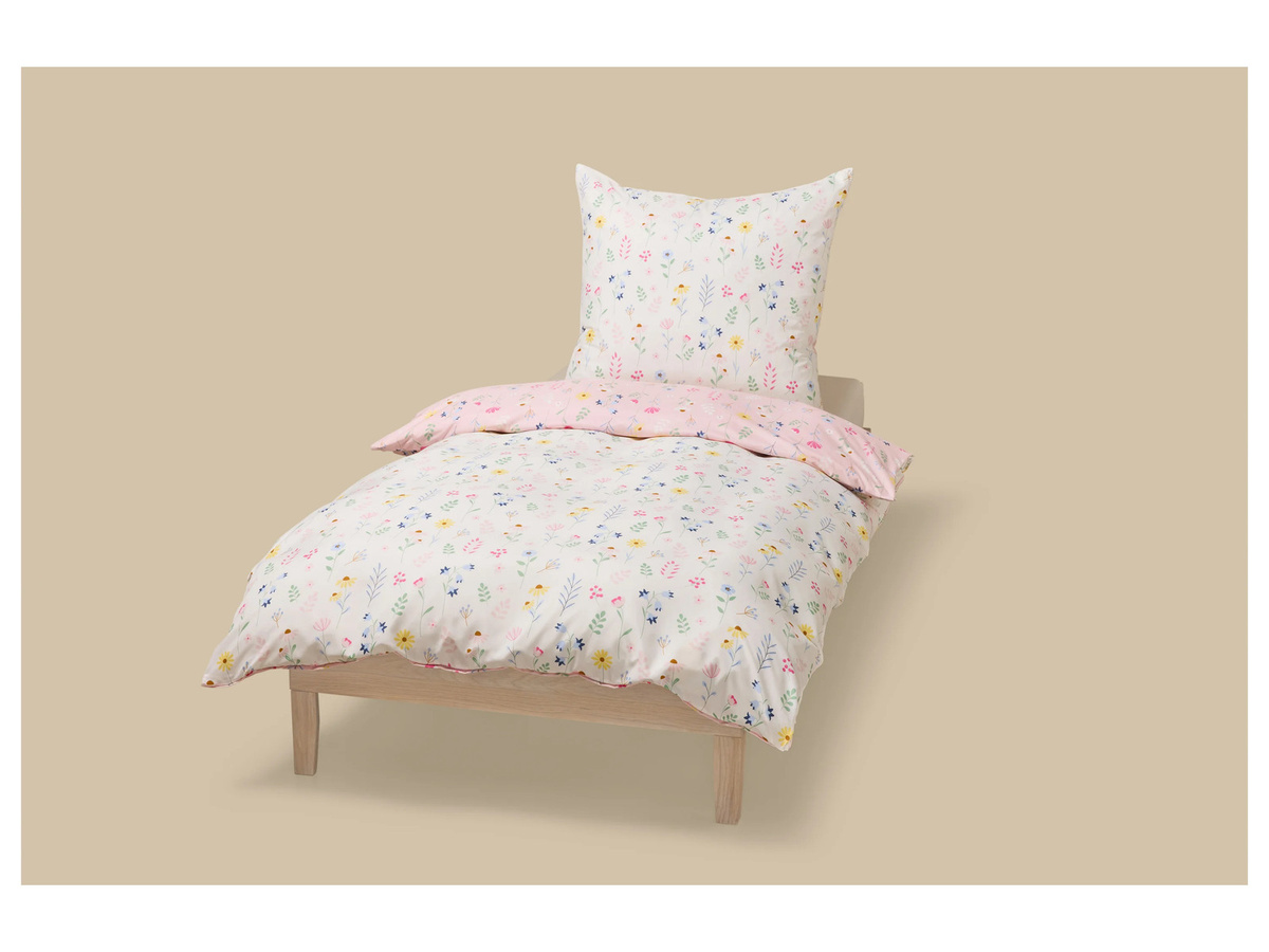 LIVARNO Kinder-Wendebettwäsche aus Mikrofaser mit Blumenmuster, Multicolour, B/H: 135 x 200 cm und Kissenbezug 80 x 80 cm - Bild 1