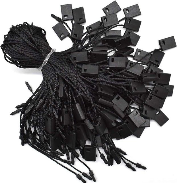 SafeWear Preisschild Hängeseile aus Polyester mit Schnappverschluss und Pin Loop, 100er Set, Weiß und Schwarz - Bild 1