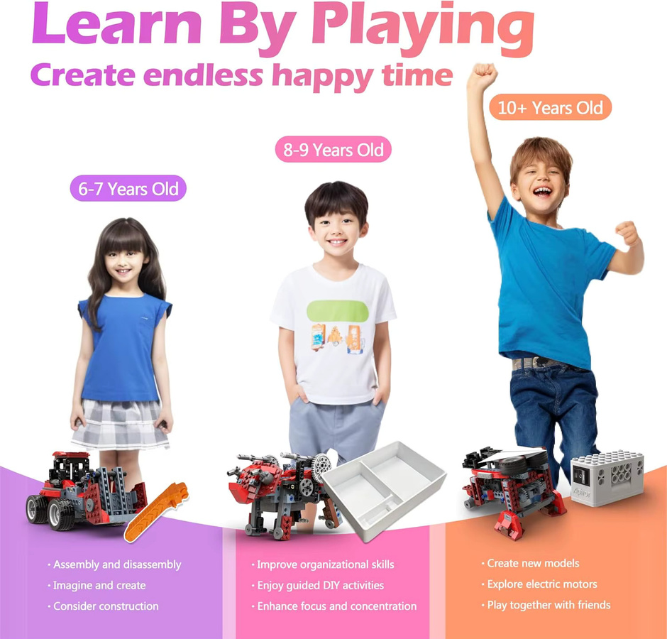 Apitor 8-in-1 STEM-Sets, Elektrisches Monster-Truck-Bauspielzeug, DIY-Lernbausatz, für Kinder im Alter von 6-8 Jahren - Bild 7