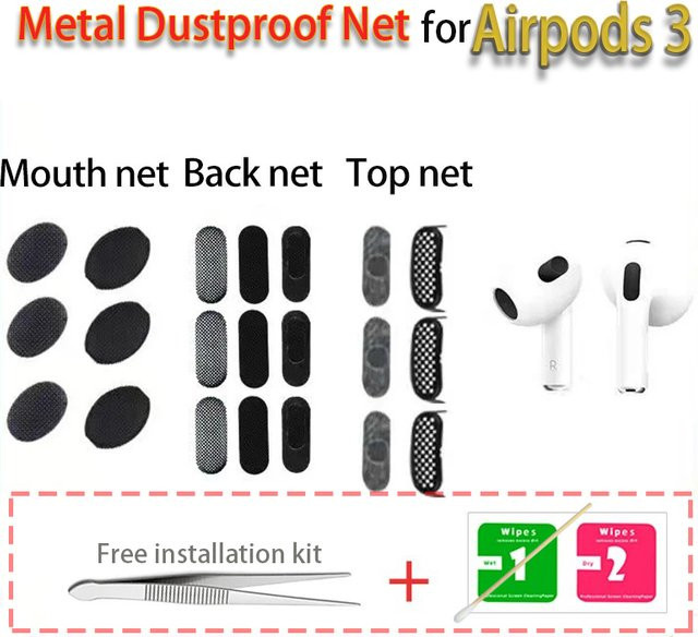 Ersatznetz für Apple AirPods 3 mit Metall-Filter und Schallauslass in Schwarz - Bild 1