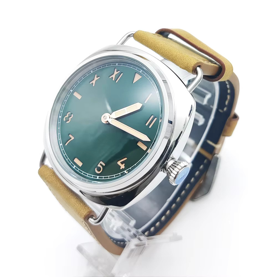 PARNSRPE Armbanduhr Automatik, grünes California-Zifferblatt, 45 mm, Edelstahl, Lederarmband, Unisex - Bild 2