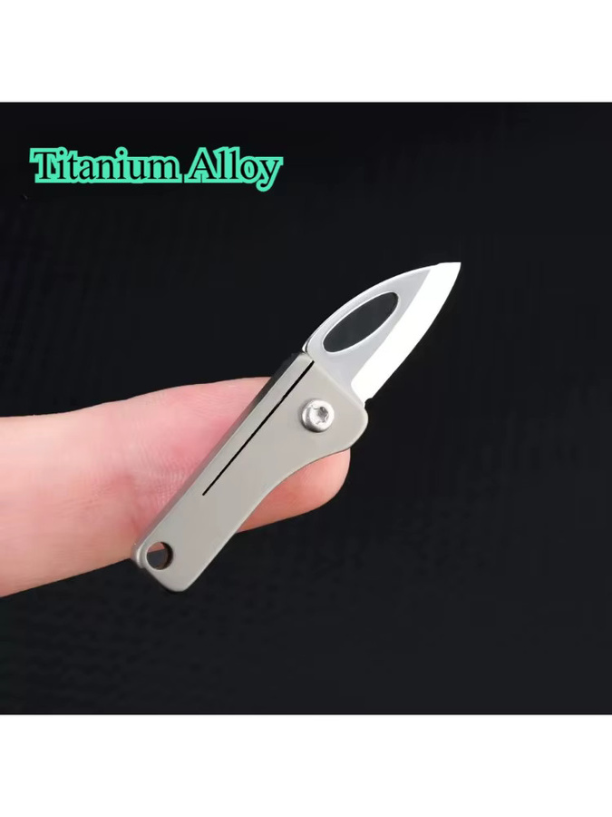 Mini-Klappmesser aus Titan-Legierung in Grau und Silber als tragbarer Schlüsselanhänger - Bild 7