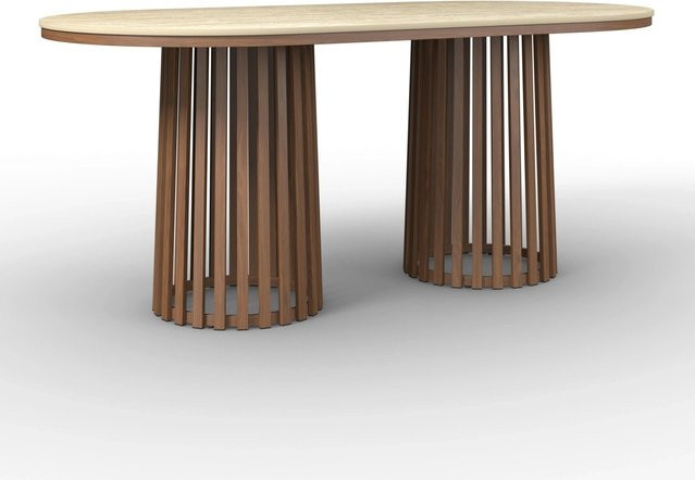 Bessagi Home Esstisch Maddy aus Kunststein in Naturfarben Braun und Beige, B/T/H: 180 x 90 x 76 cm - Bild 1