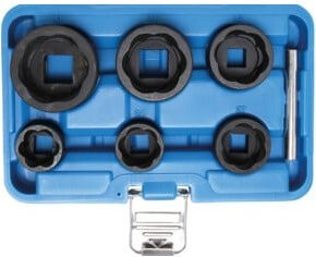 BGS Spiral-Profil-Steckschlüssel-Satz Schraubenausdreher 6-teilig mit Antrieb 1/2 Zoll und 3/4 Zoll, SW 22 - 41 mm - Bild 1