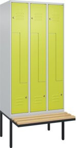 C+P Z-Spind Classic PLUS Sitzbank mit 6 Fächern und Zylinderschloss, Sitzfläche aus Buche-Hartholz, B/T/H: 212,0 x 90,0 x 81,5 cm - Bild 1