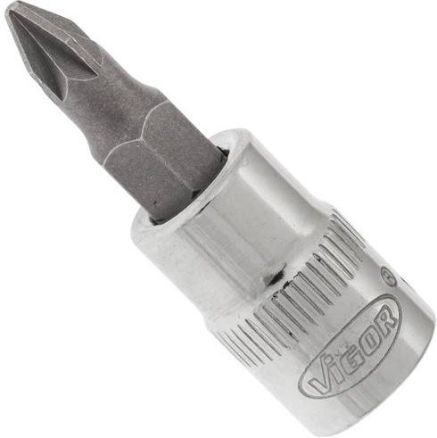 VIGOR Schraubendreher-Einsatz Pozidriv PZ1 mit 1/4 Zoll Innenvierkant Antrieb in Silber, Gesamtlänge: 3,8 cm - Bild 1