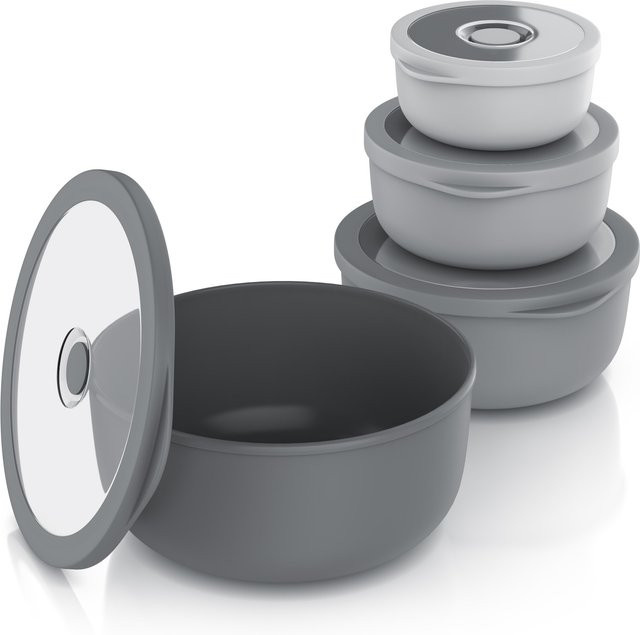 Arendo Rührschüssel Set 4-teilig aus Kunststoff, grau, rund und BPA-frei - Bild 1