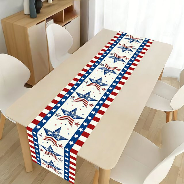 AFYPRTY Tischläufer mit amerikanischer Flagge und Sternen aus Polyester, Mehrfarbig, B: 180 cm, T: 35 cm - Bild 1