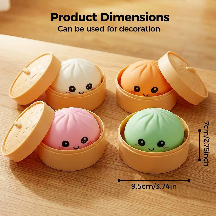 GSF Dumpling-Stressball mit Dampfgarer, bunter Quetsch-Teigball, 2-teiliges Set - Bild 3