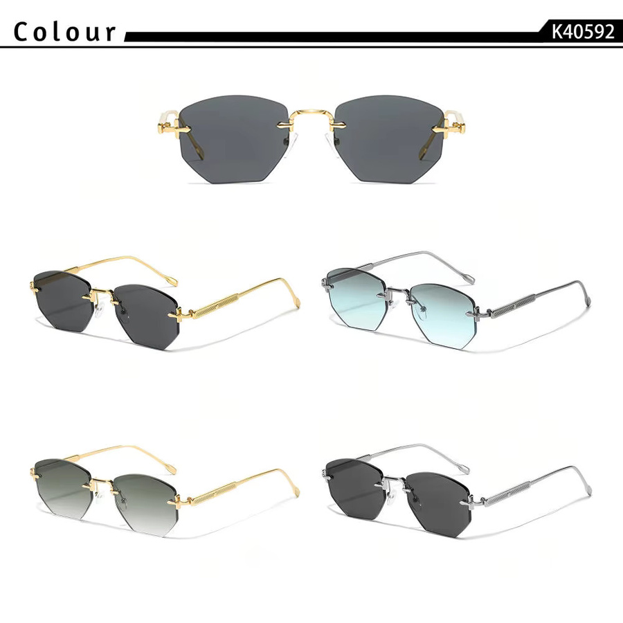 CATERSIDE Sonnenbrille, randlos, hexagonal, Unisex, Metall - Bild 3