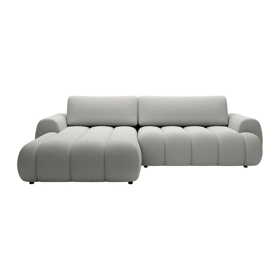 Vente-unique Schlafsofa Fridora in Lichtgrau mit L-Form und Stoffbezug - Bild 2