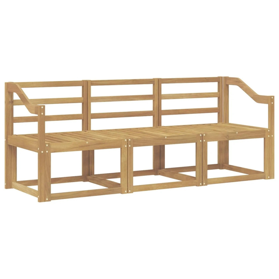 vidaXL Outdoor-Sofagarnitur 3-teilig aus Akazienholz in Weiß, B/T/H: 185,5 x 63 x 73 cm - Bild 2