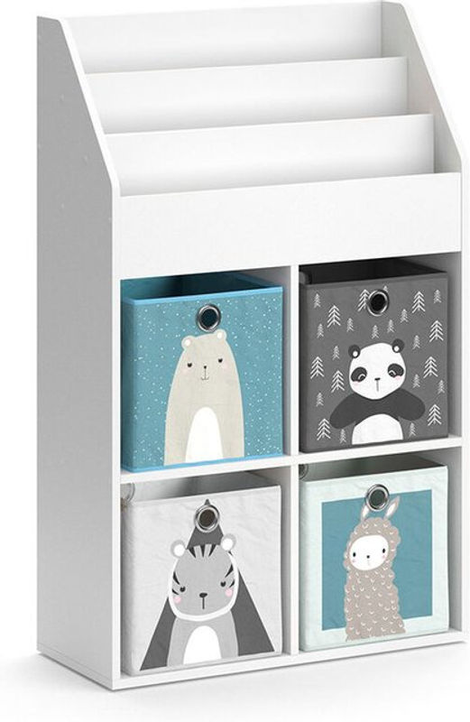 Vicco Kinderregal Luigi als Bücherregal und Spielzeugablage mit Faltboxen in Weiß - Bild 2