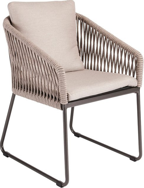 Stern Kufensessel Marla aus Aluminium in Anthrazit mit Kordel und Kissen aus 100% Polyacryl in Graubraun - Bild 1