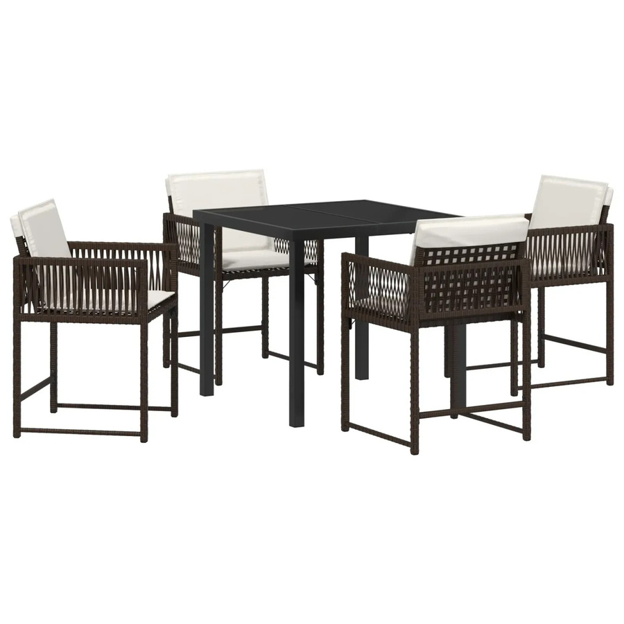 vidaXL Garten Essgruppe 5-teilig aus Poly-Rattan und Stahl in Braun mit Glastisch - Bild 2