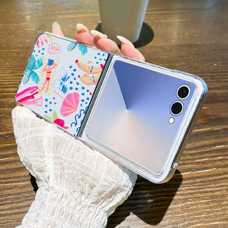Samsung Galaxy Z Flip 7 FE Flip 6 Flip 5 Flip 4 Flip 3 Klappschutzhülle mit kreativem Cartoon-Muster in Transparent und Multicolour - Bild 2