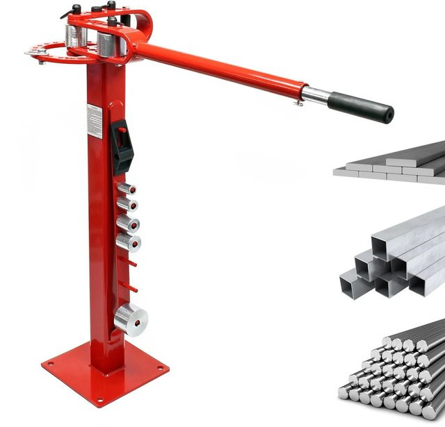 Wiltec Biegegerät mit Standfuß aus Stahl für Rund-, Vierkant- und Flachmaterial in Rot und Multicolor - Bild 1
