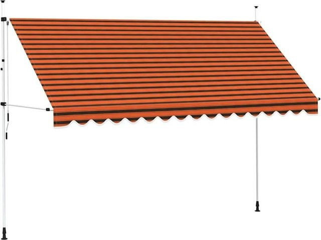 vidaXL Einziehbare Markise Handbetrieben, Farbe: Orange-braun, Breite: 400 cm, Ausladung: 120 cm - Bild 1