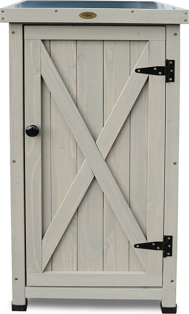 HABAU Gartenschrank Kompakt in Grau aus Metall im Landhausstil mit Regalböden, B/T/H: 45 x 45 x 91 cm - Bild 1