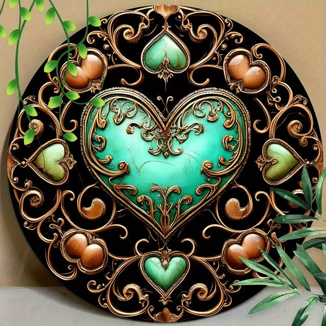 Potdemiel Vintage Love Heart Aluminium Wandkunst Herz Dekoration, B/H: 20,3 x 20,3 cm - Bild 1