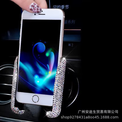 Bling Kristall Autotelefonhalter Universal Air Vent Mount Clip Handyhalter für Smartphone in Pink - Bild 1