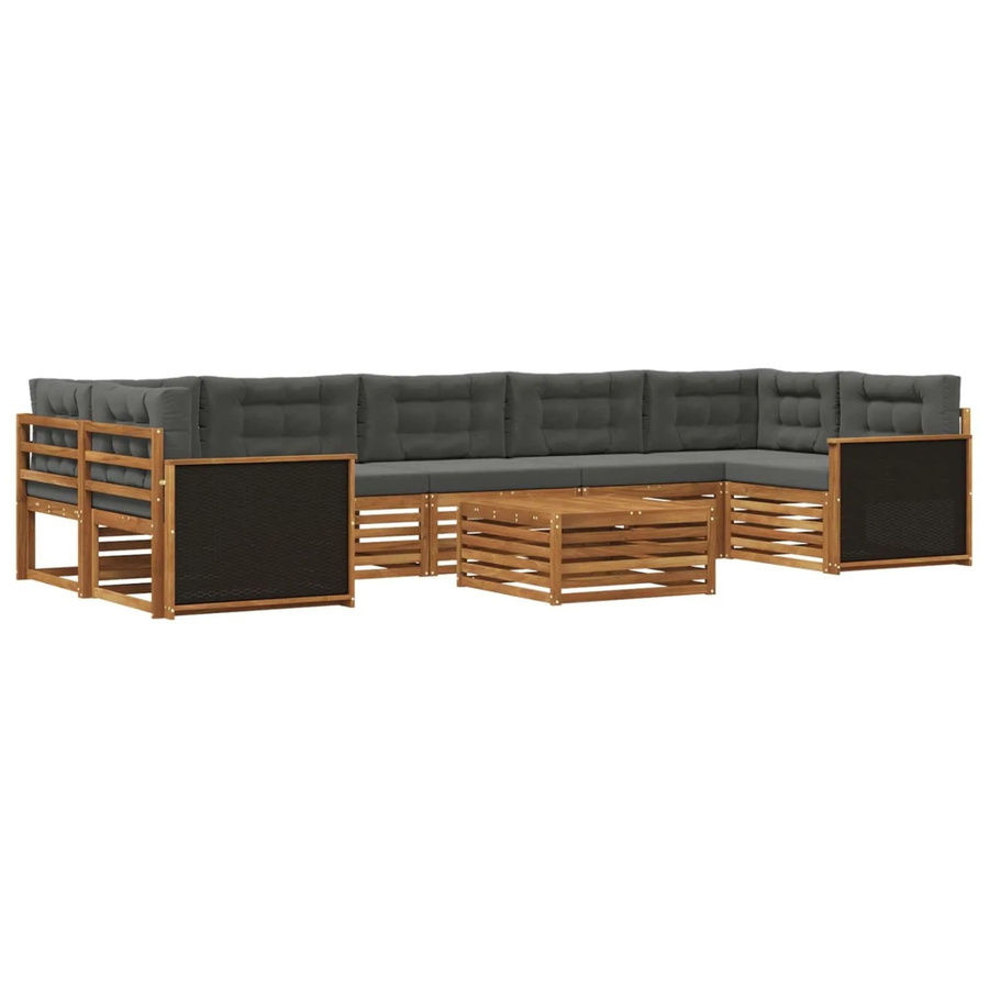 vidaXL Outdoor-Sofagarnitur aus Akazienholz mit 8 Sitzplätzen in Natur und Anthrazit - Bild 2