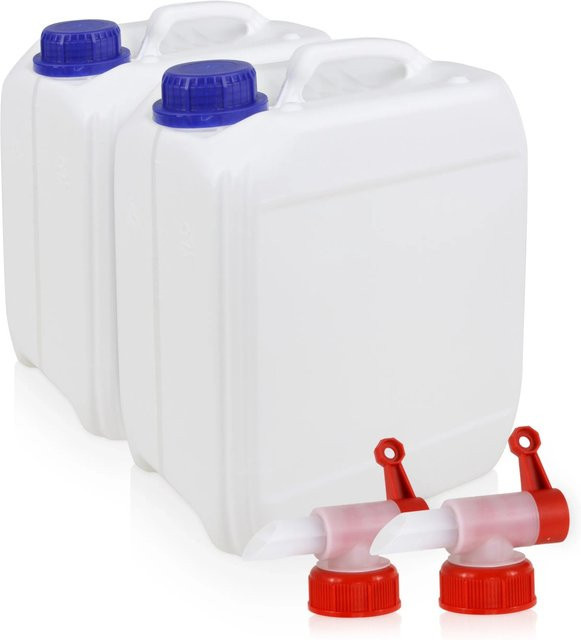 Höfer Chemie Kunststoff Kanister-Set für Camping und Freizeit, 2 x 5 l, Weiß, BPA-frei - Bild 1