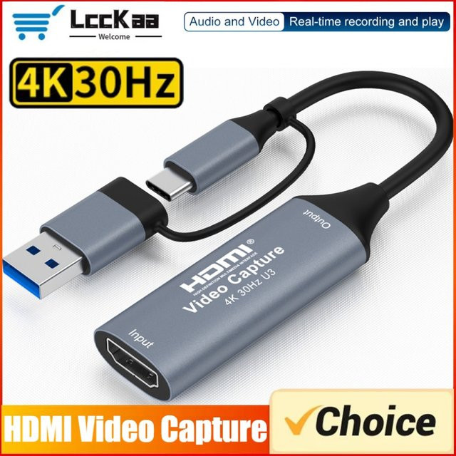 LccKaa 4K HDMI zu USB 3.0 Typ C Video Capture Card für Gaming und Live-Streaming mit Unterstützung für PS4, Xbox und OBS - Bild 1
