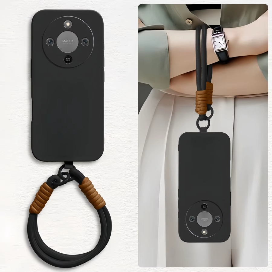 Stoßfeste Silikon Schutzhülle mit gewebter Handgelenkschlaufe für Honor X9D X9C X9B X9A Magic 8 7 6 5 Lite in Schwarz oder Lila - Bild 2