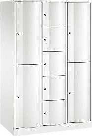 C+P Kombi-Schließfachschrank Resisto in Verkehrsweiß mit 3 Abteilen und 9 Fächern, B/T/H: 114,8 x 64,0 x 195,0 cm - Bild 1