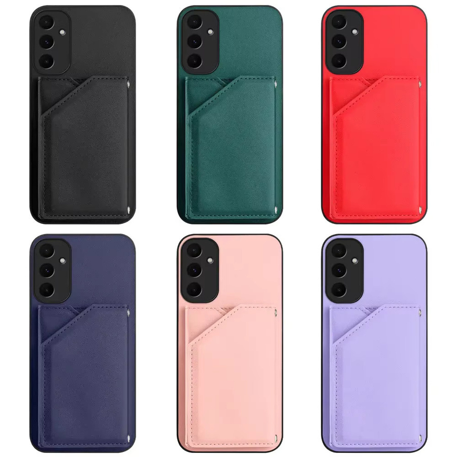 Leder-Brieftasche mit Kartenhalter als Schutzhülle für Samsung Galaxy M55 M35 M15 M16 M06 M12 5G in Lila - Bild 5