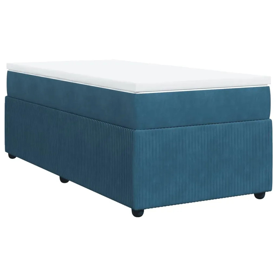 vidaXL Boxspringbett Hybrid mit Matratze Dunkelblau Samt B/T/H: 80 x 200 cm - Bild 2