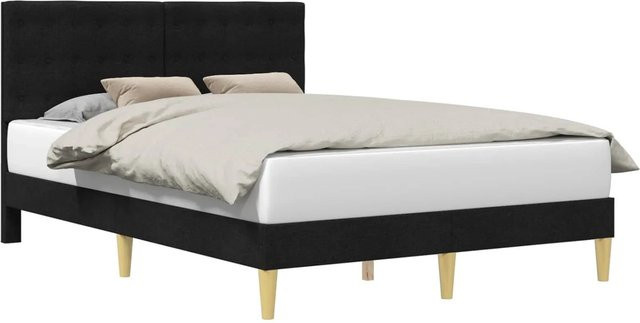 vidaXL Bettrahmen mit Kopfteil in Schwarz aus Stoff und Sperrholz, B/T: 120 x 200 cm - Bild 1