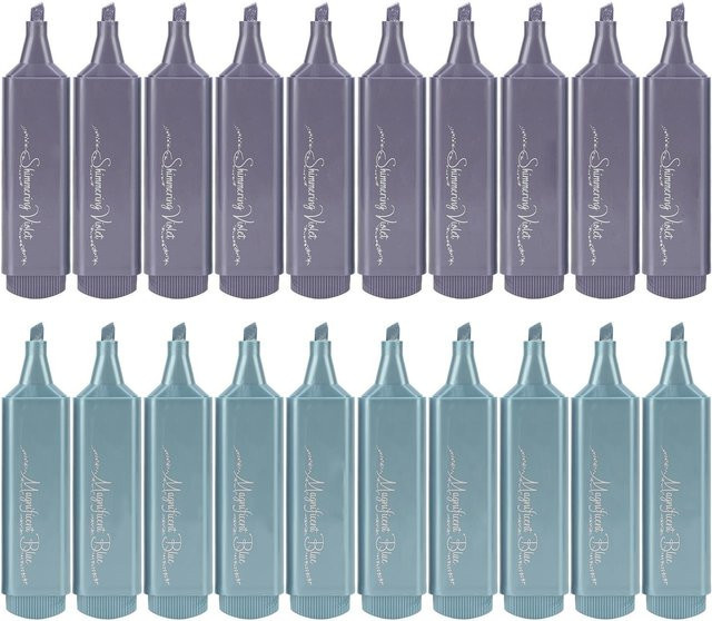 OutsideWorld Metallic Textmarker Set 20 Stück in Silber, Grau und Multicolour mit Keilspitze und Anti-Roll-Design - Bild 1