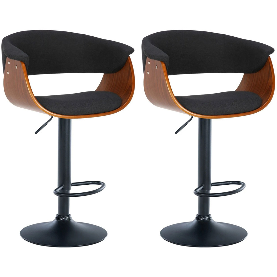 DELUKE 2er Set Barhocker BAKOT, höhenverstellbare Barstühle mit Lehne und 360 Grad Drehbarkeit, Stoff Walnuss/Schwarz, B/T/H: 60 x 51 x 90 cm - Bild 2