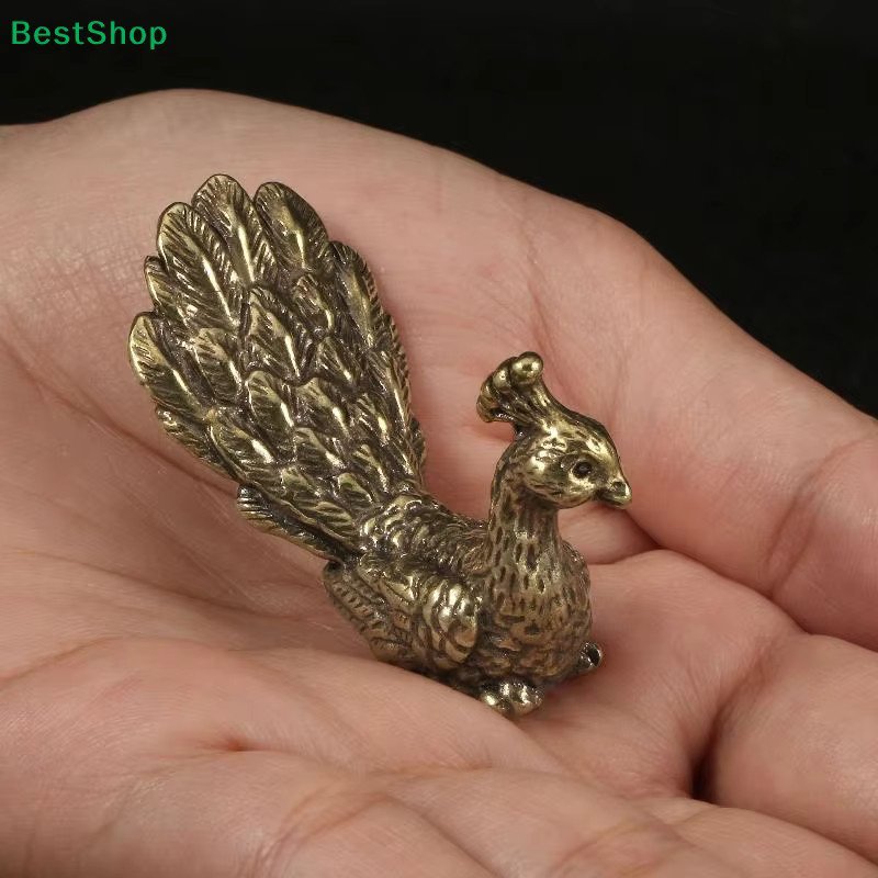 Reb Vintage-Phönixfigur aus Bronze in Gold als Pfauenskulptur für deine Heim- und Tischdekoration - Bild 3