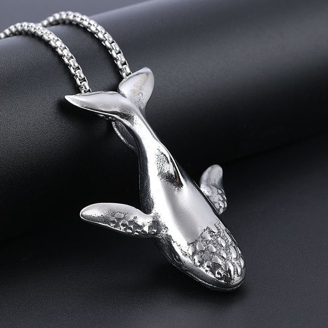 NORTHMAN Halskette, Whale Anhänger, Edelstahl, Silber, Unisex - Bild 1