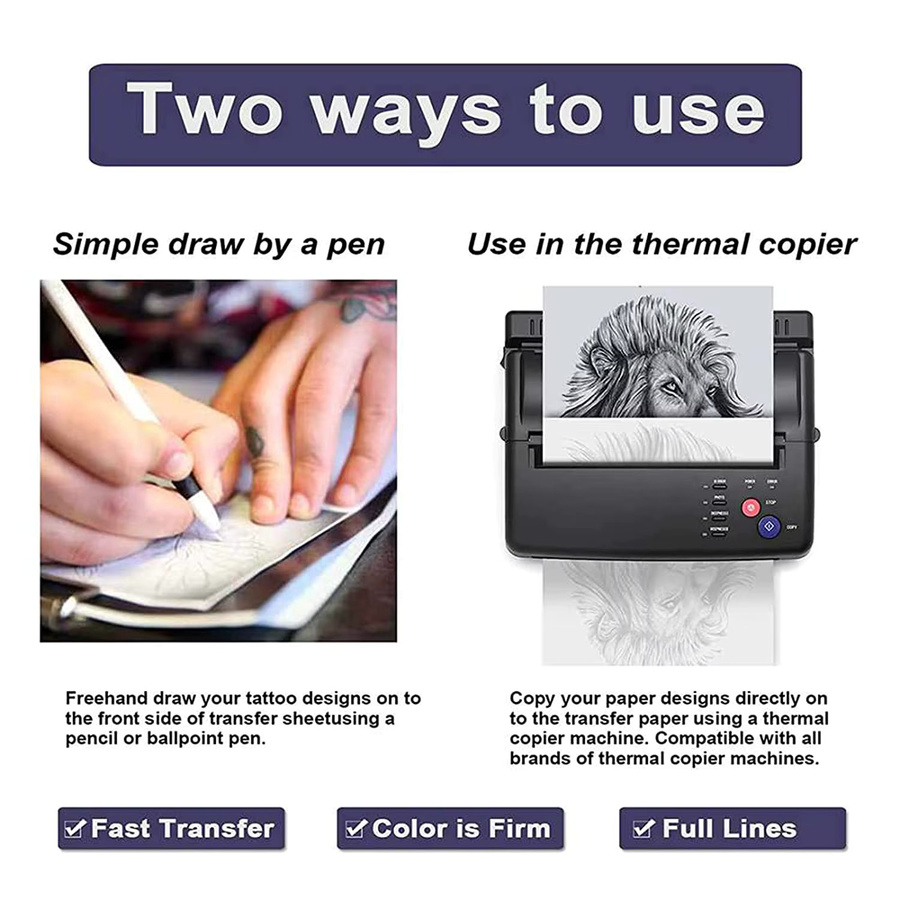 YUELONG Tattoo-Transferpapier A4-Format, 150 Stück, Weiß, Tattoo-Schablonenpapier für Tattoo-Transfermaschinen und professionelles Tattoo-Zubehör - Bild 5