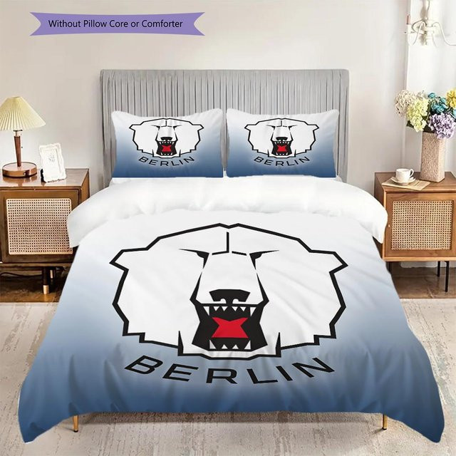 Manus Home Bettwäsche Set Eisbären Berlin Muster in Weiß mit 1 Bettbezug und 2 Kissenbezügen, B/H: 200 x 200 cm - Bild 1