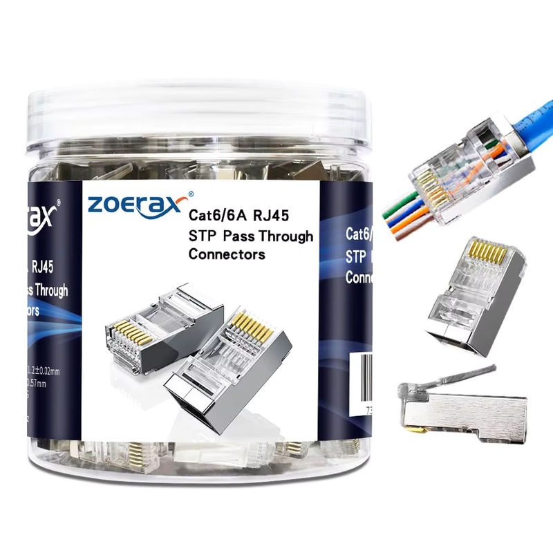 ZoeRax 100 Stück abgeschirmte RJ45 CAT5 CAT6 Pass-Through-Steckverbinder, vergoldete Ethernet-Stecker 8P8C für LAN-Verbindungen - Bild 6