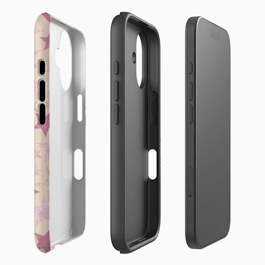 Potdemiel Handyhülle mit Rosa Glitzer-Sternschnuppen für iPhone 17 16 15 14 13 Pro Max Plus, Robuste Magnetische Einzel- und Doppelschicht-Schutzhülle - Bild 2