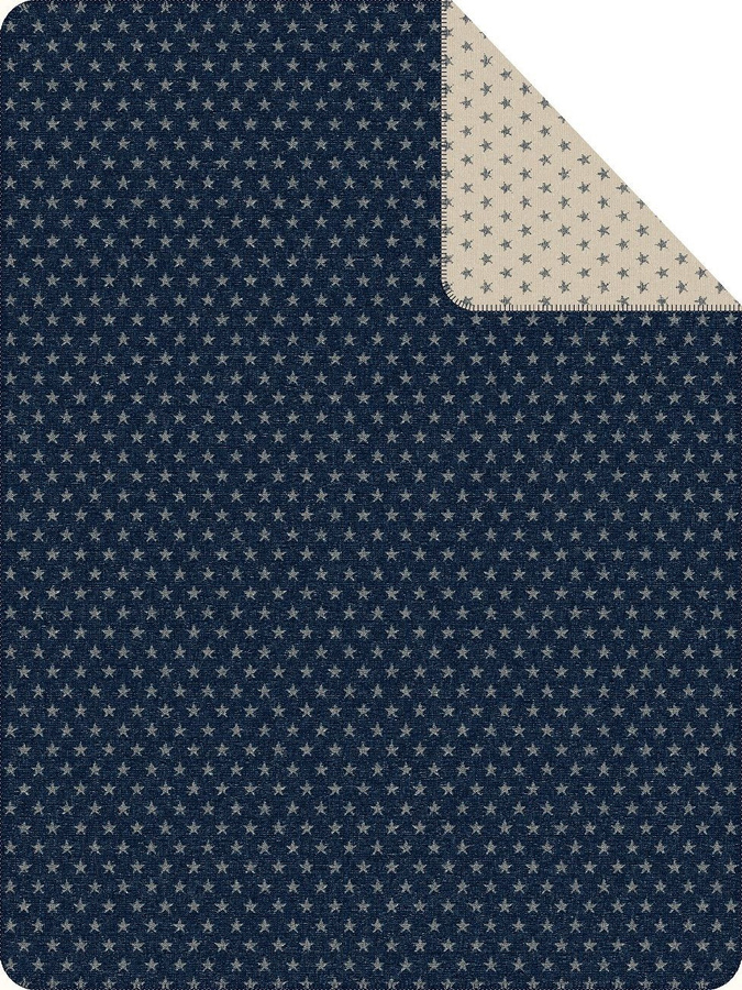 Ibena Jacquard Heimdecke Boston Sterne blau-beige B/T: 150 x 200 cm - Bild 1