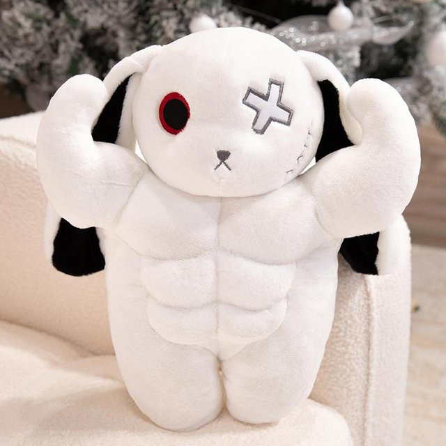 Yiran toy Gruselige Gotische Muskelhase Plüschtier, 30cm, ab 3 Jahre - Bild 1