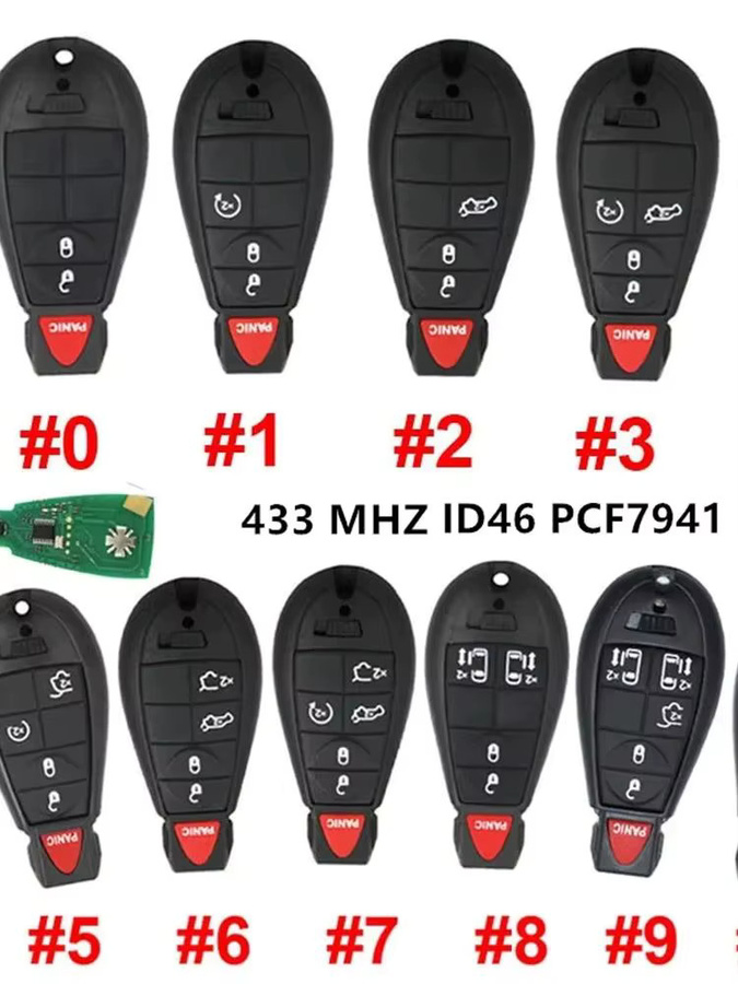 Keyecu Smart Auto Fernbedienung mit 433MHz ID46 PCF7941 Chip für Chrysler Town & Country, Jeep und Dodge Magnum Durango, Schwarz - Bild 5