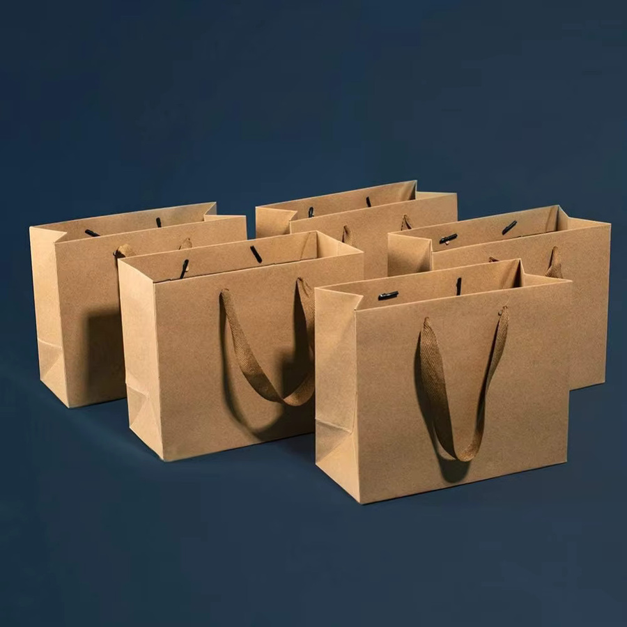 10er-Pack braune Kraftpapiertüten mit Griffen für Hochzeiten und Partys, B/H/T: 27,9 x 30,5 x 11,9 cm - Bild 3