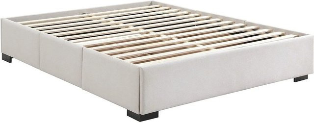 Ysmée Polsterbett mit Lattenrost und Schubladen in Beige, B/T/H: 160 x 207 cm - Bild 1
