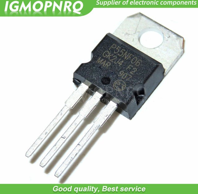 10er Set STP55NF06 P55NF06 MOS N Transistor in Schwarz, TO-220 Gehäuse - Bild 1