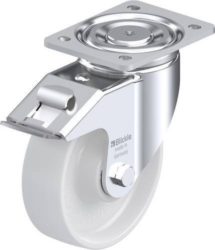 Blickle Lenkrolle LH-PO 160K-FI mit Feststeller in Silber und Weiß, Rad-Durchmesser: 160 mm, Tragfähigkeit: 450 kg - Bild 1