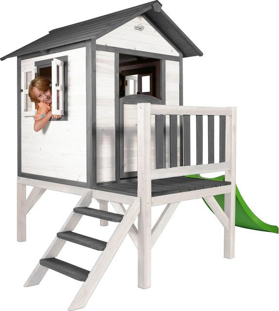 Sunny Spielhaus Lodge XL Grau/Weiß mit Rutsche, B/T/H: 261 x 189 x 168 cm - Bild 1