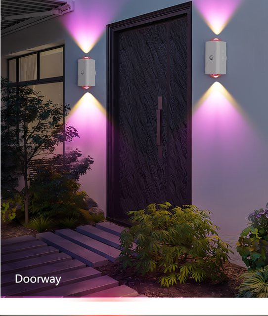 LED-Nachtlicht mit Bewegungsmelder und Doppelkopf, wiederaufladbar über USB, kabellose magnetische Wandlampe mit RGB-Regenbogen-Farbverlauf für Schlafzimmer und Heimdekoration, Weiß/Multicolour - Bild 1